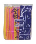 Трубочки для коктейлей 210 мм, d5 мм, разноцв., пласт. с гофроизгибом, 250 шт/упак "МИСТЕРИЯ"