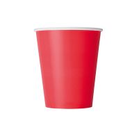 Бумажный стакан 250 мл однослойный, цвет красный