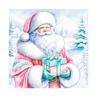 Салфетки 240х240 мм 3-сл., диз. "Дедушка мороз", разноцв., бум., 25 шт/упак "Bouquet" 15 упак/кор РОССИЯ 25093