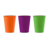 Одноразовый стакан для холодного и горячего, 0.3л, верхний d 90мм нижний d 60мм, h 112мм, "Waffle color", двухслойный, (полный 0.43л), картон