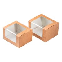 Упаковка [коробка] для сэндвичей 125х100х70 мм, с окном, неразъем.крышка, крафт-бел., карт., 25 шт/упак "OSQ" Square Cut Sandwich box 300 шт/кор КАЗАХСТАН Square Cut sandwich box