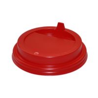 Крышка для стаканов, для холодного и горячего, d 90 мм, красная, с клапаном, полистирол