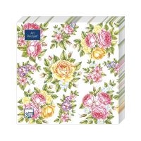 Салфетки 330х330 мм 3-сл., диз. "Поле роз", разноцв., бум., 20 шт/упак "Bouquet" 12 упак/кор РОССИЯ 37787