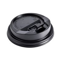 Крышка для стаканов, для холодного и горячего, d 80 мм, чёрная, с клапаном, полистирол