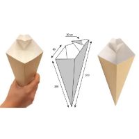 Коробка для картофеля фри 200х80х250 мм, L, крафт-бел., карт., 40 шт/упак "OSQ" Eco Cone 640 шт/кор РОССИЯ OSQ CONE L