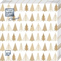 Салфетки 330х330 мм 3-сл., диз. "Золотые елочки", разноцв., бум., 20 шт/упак "Bouquet" 12 упак/кор РОССИЯ 57514