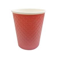 Стакан бумажный 250 мл для холодных и горячих напитков, двухслойный, с рисунком "Waffle red", картон