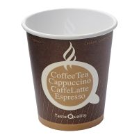 Одноразовый стакан для холодного и горячего, 0.25л, верхний d 80мм нижний d 57мм, h 92мм, Taste Quality, с рисунком, однослойный, (полный 0.28л), картон