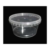 Контейнер для пресервов/мёда, 485мл, круглый, h 61мм, "шайба", прозрачный, контрольный замок, ПП