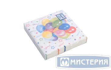 Салфетки 240х240 мм 3-сл., диз. "Веселый праздник", разноцв., бум., 25 шт/упак "Bouquet" 15 упак/кор РОССИЯ 25668/37093