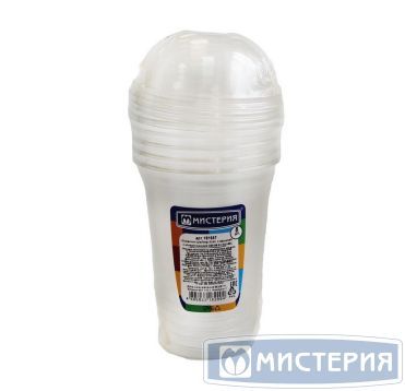 Стакан-шейкер одноразовый 400 мл, прозр., ПЭТ, 5 шт/упак "МИСТЕРИЯ" 80 шт/кор РОССИЯ