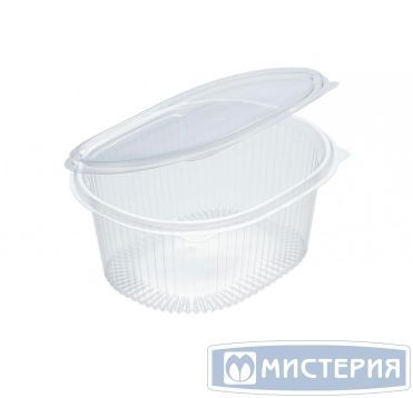 Контейнер 1000 мл 1-секц., овал 176,6х147,7х75,9 мм, неразъем.крышка, прозр., ПЭТ, 500 шт/кор "Upax-Unity" 500 шт/упак РОССИЯ КС Кр-1000 прозр.