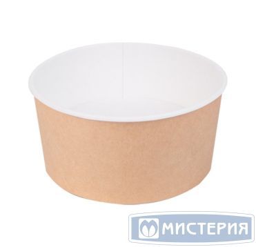 Контейнер 1300 мл, d185хh70 мм, без окна, без крышки, крафт-бел., карт., 35 шт/упак "OSQ" Round Bowl kraft 210 шт/кор РОССИЯ Round Bowl 1300 kraft