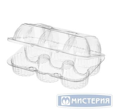 Упаковка для кондит. изделий 780[6х130] мл 6-секц., 188х138х72 мм, неразъем.крышка прозр., ПЭТ, 350 шт/кор "Протэк" РОССИЯ ПР-К-53С6