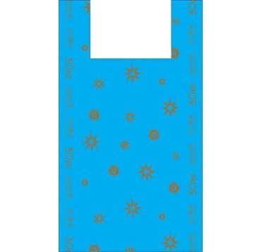 Пакет "Майка" [320+160]х600 мм 15 мкм, диз. "Звезды", син., ПНД, 100 шт/упак 15 упак/кор РОССИЯ