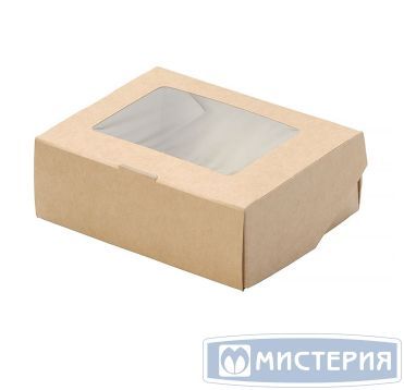 Контейнер 300 мл, 100х80х40 мм, с окном, неразъем. крышка, крафт-бел., карт., 25 шт/упак "OSQ" Eco TaBox Pro 450 шт/кор РОССИЯ TABOX 300 PRO