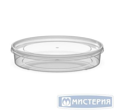 Контейнер для пресервов/мёда, 250мл, круглый, d 145мм, h 27мм, "банка", полупрозрачный, "шайба", ПП