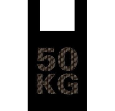 Пакет "Майка" [300+160]х550 мм 30 мкм, диз. "50 кг", черн., ПНД, 100 шт/упак 10 упак/кор РОССИЯ