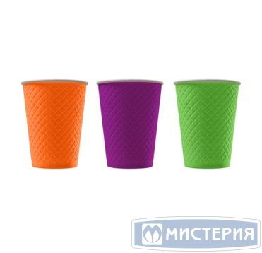 Стакан бумажный 300 мл 2 сл., d90 мм, диз. "Waffle Color", карт., 25 шт/упак 500 шт/кор РОССИЯ EM90-430-0480