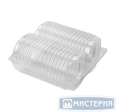 Упаковка прям. внеш. 194х184х94мм, внутр. 2 секции 150х88х90мм под пончики 0,7кг, прозрачная, ОПС