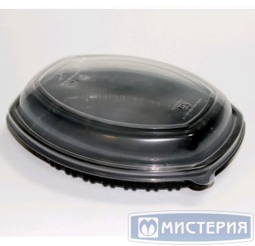 Контейнер 800 мл 1-секц., овал 257х202х37 мм, без крышки, черн., ПП, 30 шт/упак "ПолиЭр" 300 шт/кор РОССИЯ К-257 черн