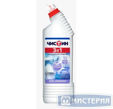 Средство для очистки сантехники "Чистин" Универсал с хлором 3 в 1, изогнутое горло, 750 мл 14 шт/кор РОССИЯ 24538