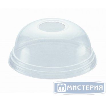 Крышка для стакана d95 мм куполообразная с отверстием, прозр., ПЭТ, 100 шт/упак 800 шт/кор РОССИЯ 122106
