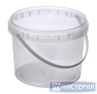 Ведро пищевое 550 мл, d111хh85 мм, с ручкой, без крышки, прозр., ПП, 300 шт/кор "Перинт" 300 шт/упак РОССИЯ 0,55/111/К с ручкой