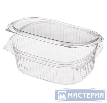 Контейнер 500 мл 1-секц., овал 159х130х55 мм, неразъем.крышка, прозр., ПЭТ, 400 шт/кор "Протэк" 400 шт/упак РОССИЯ ПР-РКС-500 "АB"