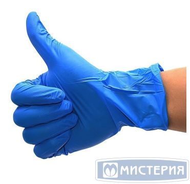 Перчатки нитровиниловые, р-р M, неопудрен., голуб., 50 пар/упак "МИСТЕРИЯ" 10 упак/кор КИТАЙ 113069