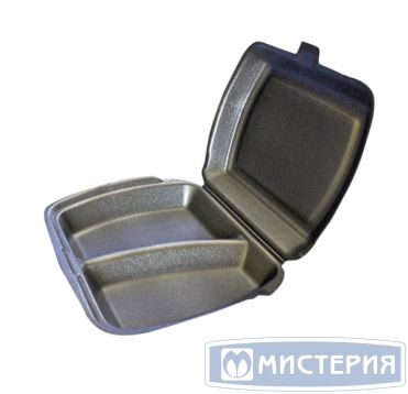 Ланч-бокс 2 секц.,  внеш. 207х250х61мм, внутр. 180х247х57мм, чёрн., ВПС