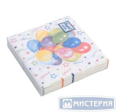 Салфетки 240х240 мм 3-сл., диз. "Веселый праздник", разноцв., бум., 25 шт/упак "Bouquet" 15 упак/кор РОССИЯ 25668/37093