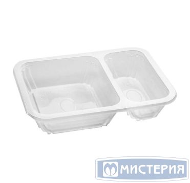 Контейнер под запайку 600[420+180] мл, 2-секц. 187х137х55 мм, прозр., ПП, 504 шт/кор "Протэк" 504 шт/упак РОССИЯ ПР-Л-187х137х55С2  1/3