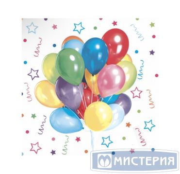 Салфетки 240х240 мм 3-сл., диз. "Веселый праздник", разноцв., бум., 25 шт/упак "Bouquet" 15 упак/кор РОССИЯ 25668/37093