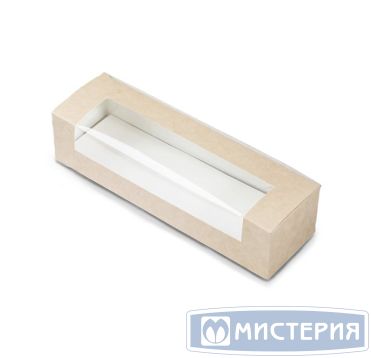 Коробка для кондит. изделий 200х80х60 мм, с окном, неразъем.крышка, крафт-бел., карт., 25 шт/упак "OSQ" Pastry Window Box 300 шт/кор РОССИЯ Pastry window box/Sweet show box