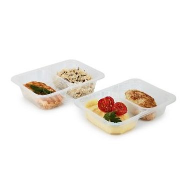 Контейнер под запайку 600[300+300] мл, 2-секц. 187х137х55 мм, прозр., ПП, 504 шт/кор "Протэк" 504 шт/упак РОССИЯ ПР-Л-187х137х55С2