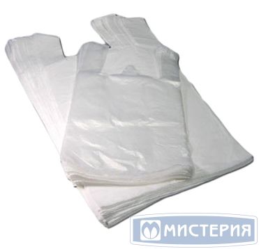 Пакет "Майка" [280+140]х500 мм 12 мкм, бел., ПНД, 100 шт/упак 30 упак/кор РОССИЯ