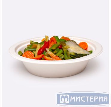 Тарелка одноразовая глубокая 600 мл, d186 мм, бел., целл., 50 шт/упак 300 шт/кор РОССИЯ