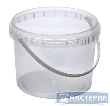 Ведро пищевое 550 мл, d111хh85 мм, с ручкой, без крышки, прозр., ПП, 300 шт/кор "Перинт" 300 шт/упак РОССИЯ 0,55/111/К с ручкой