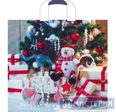 Пакет 380х340 мм, 70 мкм с петлев. ручками, диз. "Снежный гость", ПВД, 50 шт/упак 500 шт/кор РОССИЯ ПТЛ56771