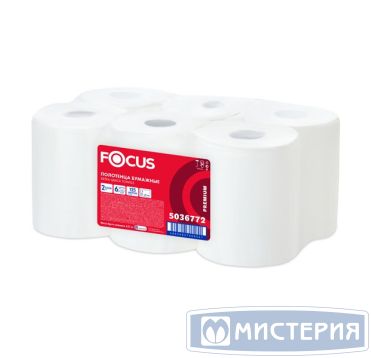 Полотенца бумажные для диспенсеров 2-сл. с центр. вытяжкой, бел., 125 м "Focus" Jumbo 6 рул/кор РОССИЯ 50202216/5036772